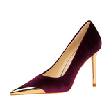 Funki Buys | Shoes | Women's Velvet Stilettos Metal Toe Heel