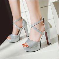 Funki Buys | Shoes | Women's Sequin High Platform Sandals