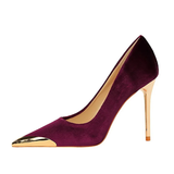 Funki Buys | Shoes | Women's Velvet Stilettos Metal Toe Heel