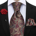Funki Buys | Neckties | Men's 4 Pcs Floral Crimson Tie Set