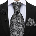 Funki Buys | Neckties | Men's 4 Pcs Floral Black Grey Tie Set