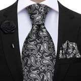 Funki Buys | Neckties | Men's 4 Pcs Floral Black Grey Tie Set
