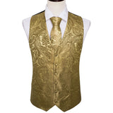 Funki Buys | Vests | Men's 4 Pcs Dark Gold Vest Tie Set