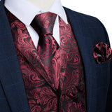 Funki Buys | Vests | Men's 4 Pcs Formal Silk Paisley Tie Vest Set