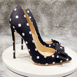 Funki Buys | Shoes | Women's Silk Polka Dot Bow Knot Heels