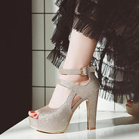Funki Buys | Shoes | Women's Sequin Peep Toe Platform Sandal