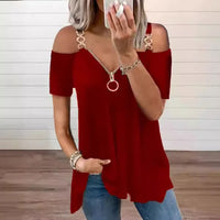 Funki Buys | Shirts | Women's Chain Link Strap Zipper Shirt