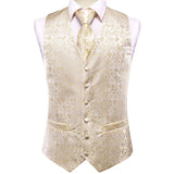 Funki Buys | Vests | Men's Luxury 4 Pcs Beige Gold Vest Tie Set
