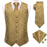 Funki Buys | Vests | Men's 5 Pcs Premium Gold Vest Tie Set