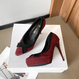Funki Buys | Shoes | Women's Suede Bow Tie Platorm Heels