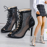 Funki Buys | Boots | Women's Mesh Lace Up Stiletto Booties