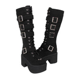 Funki Buys | Boots | Women's Harajuku Flock Buckle Boots