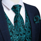 Funki Buys | Vests | Men's 4 Pcs Luxury Teal Blue Tie Vest Set