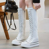 Funki Buys | Boots | Women's Knee High Platform Canvas Boots