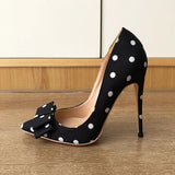 Funki Buys | Shoes | Women's Silk Polka Dot Bow Knot Heels