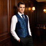 Funki Buys | Vests | Men's 4 Pcs Luxury Royal Blue Tie Vest Set