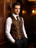 Funki Buys | Vests | Men's 4 Pcs Luxury Golden Silk Tie Vest Set