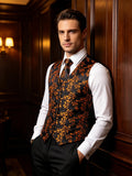 Funki Buys | Vests | Men's 4 Pcs Luxury Golden Silk Tie Vest Set
