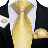 Funki Buys | Neckties | Men's Classic 3 Pcs Gold Floral Tie Set