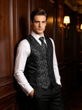 Funki Buys | Vests | Men's Luxury 5 Pcs Black Gray Vest Tie Set