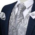 Funki Buys | Vests | Men's Luxury 4 Pcs Silver Vest Tie Set