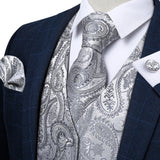 Funki Buys | Vests | Men's Luxury 4 Pcs Silver Vest Tie Set