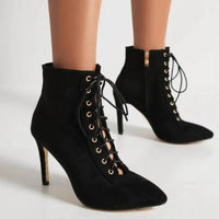 Funki Buys | Boots | Women's Suede Lace Up Stiletto Short Boot