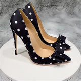 Funki Buys | Shoes | Women's Silk Polka Dot Bow Knot Heels