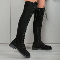 Funki Buys | Boots | Women's Lace Up Over Knee Suede Boots