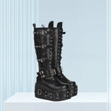 Funki Findz | Boots | Women's Gothic Buckle Rivet Wedge Boots