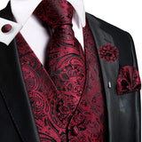 Funki Buys | Vests | Men's Fashion 5 Pcs Silk Waistcoat Tie Sets