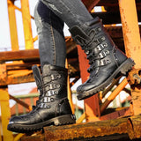 Funki Buys | Boots | Men's Gothic Punk Buckle Strap Biker Boots