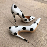 Funki Buys | Shoes | Women's White Black Polka Dot Heels
