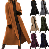 Funki Buys | Jackets | Women's Long Woolen Cardigan Coat