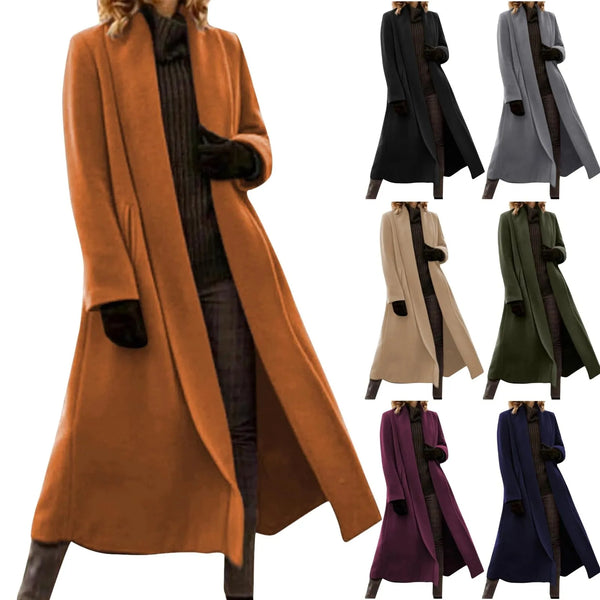 Funki Buys | Jackets | Women's Long Woolen Cardigan Coat