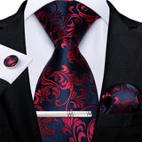 Funki Buys | Neckties | Men's Formal 4pcs Silk Red Tie Set