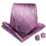 Funki Buys | Neckties | Men's Formal 4pcs Floral Pink Tie Set