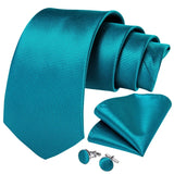 Funki Buys | Neckties | Men's Formal 3pcs Silk Teal Tie Set