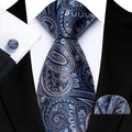 Funki Buys | Neckties | Men's 3pcs Silk Paisley Formal Tie Set