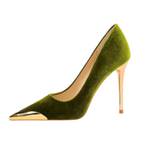 Funki Buys | Shoes | Women's Velvet Stilettos Metal Toe Heel