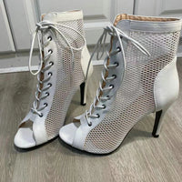 Funki Buys | Boots | Women's Mesh Peep Toe Stiletto Booties