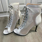 Funki Buys | Boots | Women's Mesh Peep Toe Stiletto Booties