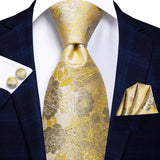 Funki Buys | Neckties | Men's Luxury 3 Pcs Yellow Gold Tie Set