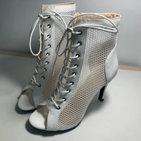 Funki Buys | Boots | Women's Mesh Peep Toe Stiletto Booties