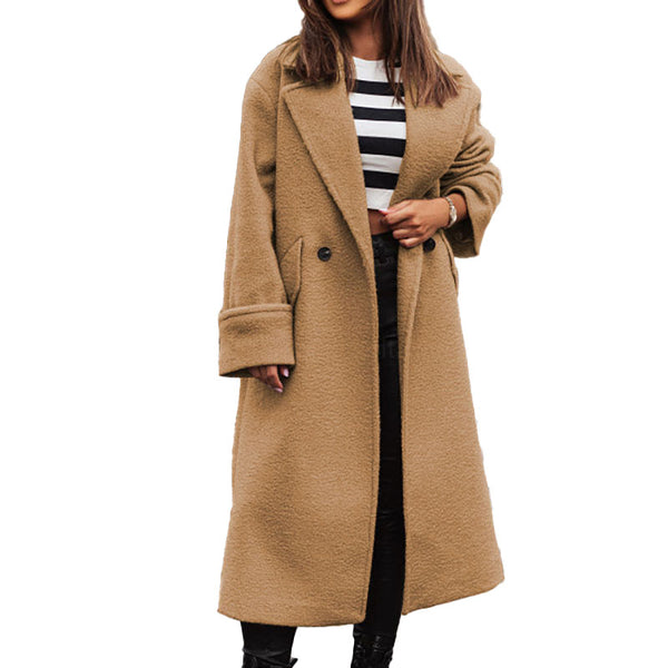 Funki Buys | Jackets | Women's Long Suit Collar Woolen Overcoat