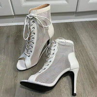 Funki Buys | Boots | Women's Mesh Peep Toe Stiletto Booties