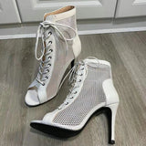 Funki Buys | Boots | Women's Mesh Peep Toe Stiletto Booties