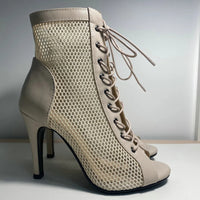 Funki Buys | Boots | Women's Mesh Peep Toe Stiletto Booties