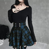 Funki Buys | Skirts | Women's Gothic Retro Punk Plaid Mini Skirt