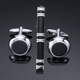Funki Buys | Cufflinks | Men's Silver Brushed Metal Tie Clip Cufflinks Set